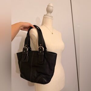 Coach Black Leather Tote Bag